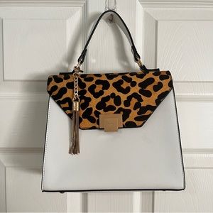 Dune White and Leopard Leather Purse